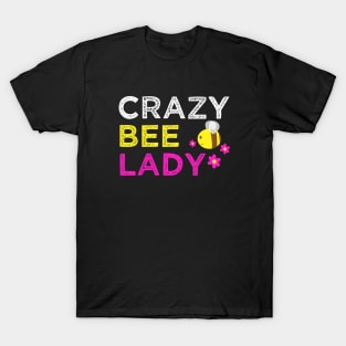 Crazy Bee Lady Funny Design for Women T-Shirt